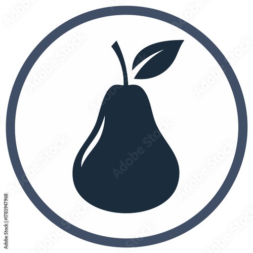 Elegant Pear Fruit Icon within Circle, Simple Culinary Symbol, Fresh Food Logo, Minimalist Design