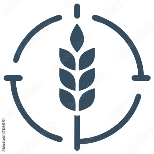 Circular arrow with wheat stalk icon representing sustainable food production and ecological farming