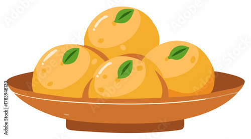 Sweet Dish Cartoon Style Indian Sweets Dessert Bowl Traditional Food Illustration