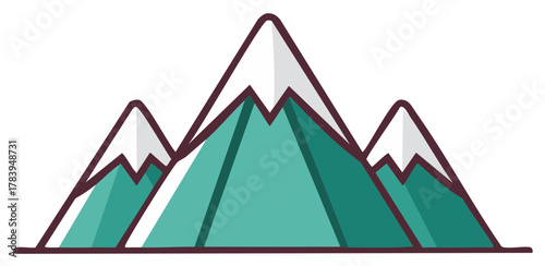 Vector illustration of snow-capped mountains in flat design style