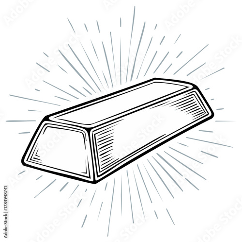 Engraved style gold bar drawing symbol of wealth prosperity and financial success