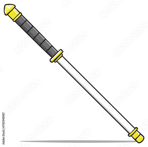 Cartoon Illustration of a Sword with Yellow and Black Details