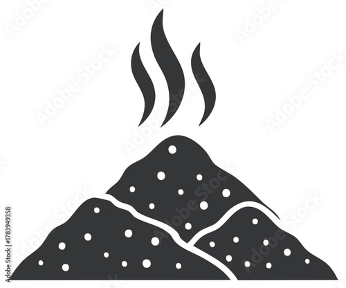 Steaming compost pile icon for organic farming and gardening