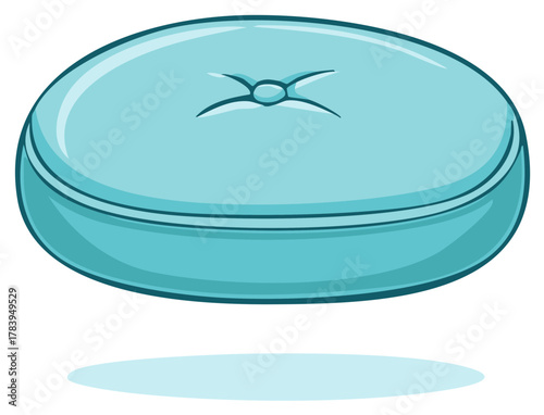 Cartoon style blue cushion with a shadow