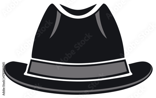 Vintage Black Fedora Hat Vector Illustration Icon