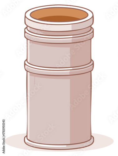 Stylized illustration of a ceramic chimney flue pipe section with brown interior