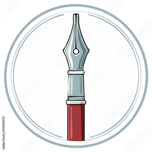 Vintage ink pen with a classic metal nib illustrated as a symbol for writing and literature