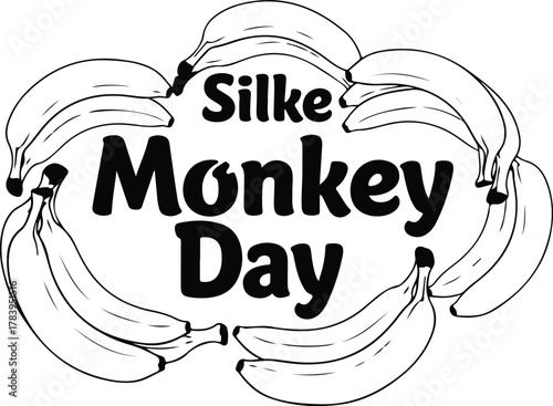 Celebrate Silke Monkey Day with Fresh Bananas An Outline Drawing of A Fruitful Occasion