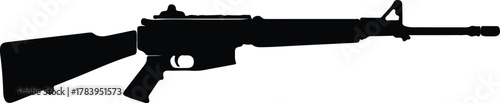 Illustrator AR15 style rifle firearm military black Silhouette vector