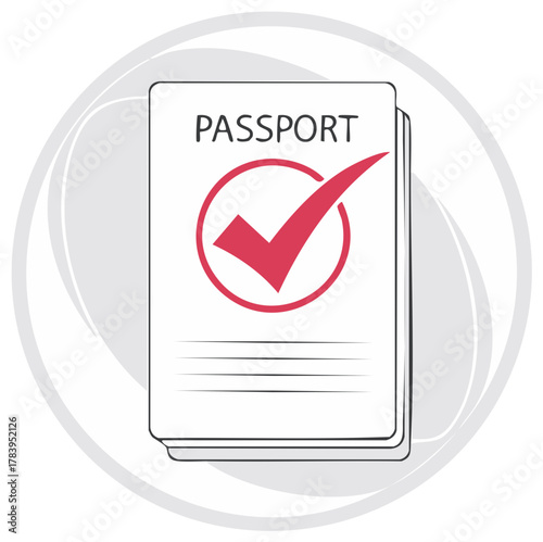 Passport Book Approved for Travel or Border Check, Validated Document Icon Graphic