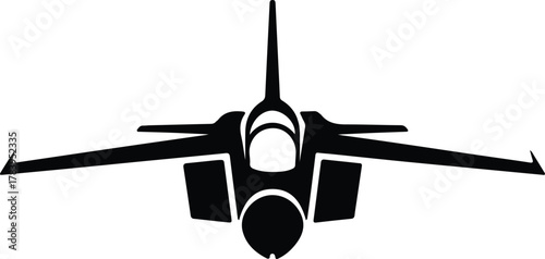 Illustrator Fighter jet isolated symbol monochrome plane Silhouette vector