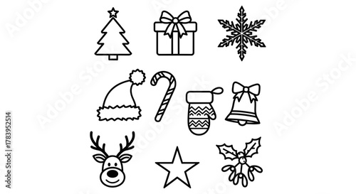 Festive holiday cheer with delightful Christmas icons that bring joy and magic to seasonal projects and designs instantly