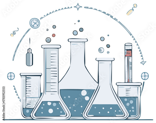 Laboratory illustration of chemistry equipment for research and scientific experiments