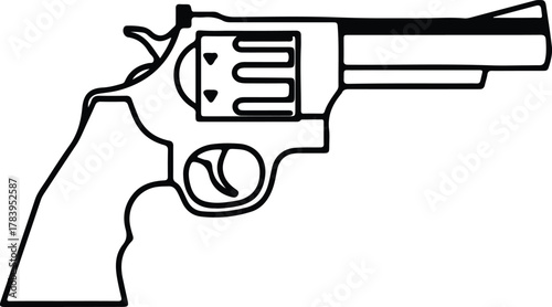 Illustrator Handgun revolver weapon design concept black and white Silhouette vector
