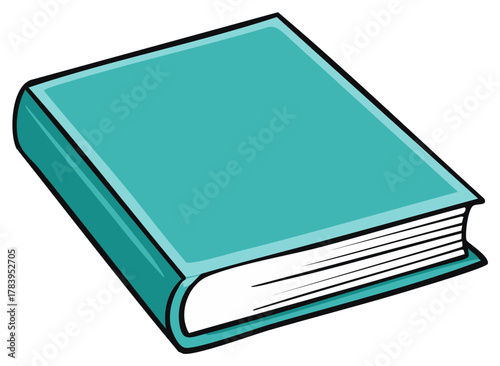 Closed Book Illustration in Teal Color for Education and Learning Concepts