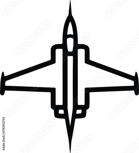 Illustrator Jet fighter minimal line art transport vehicle Silhouette vector