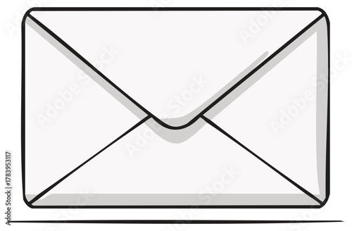 White Sealed Envelope Illustration with Shadow, Simple Vector Graphic for Messaging and Mailing Design