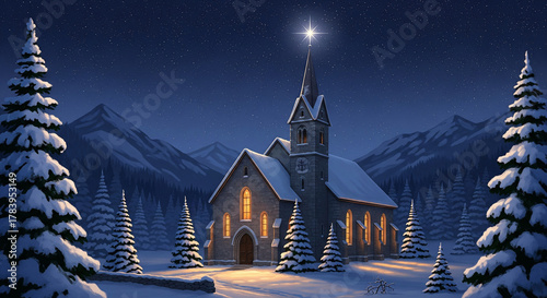 church house in the snow