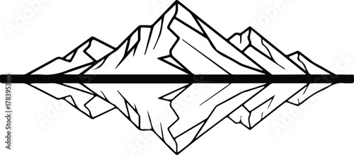 Illustrator Mountain reflection landscape adventure travel outdoors scenic Silhouette vector