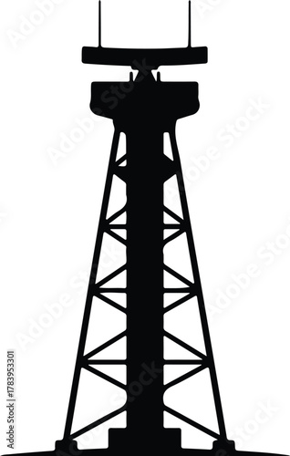 Illustrator Oil drilling rig derrick silhouette structure vector