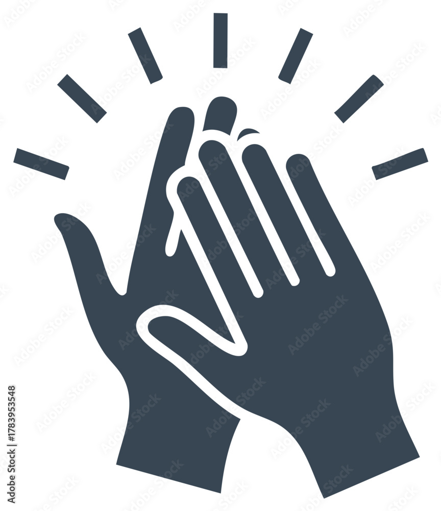 Obraz premium Hand Clapping Flat Vector Icon Illustration, Hands Applauding