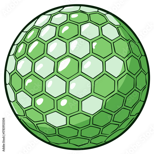 Abstract green geodesic sphere with hexagonal pattern and glossy highlights