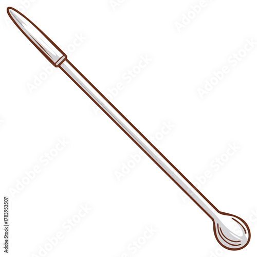 Laboratory chemistry micro spatula stirrer tool with spoon and pointed end vector illustration