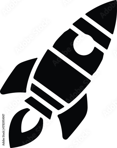 Illustrator Simple minimalist rocket ship taking off Silhouette vector