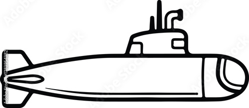 Illustrator Submarine military naval vessel transportation underwater silhouette vector