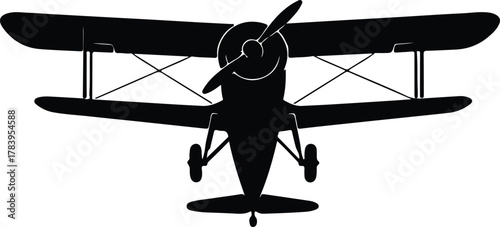 Photos Illustrator vintage biplane flying transport aviation retro aircraft Silhouette
