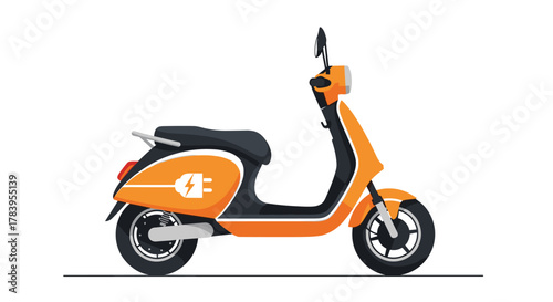 Electric scooter side view in modern flat design