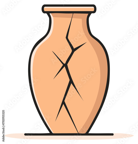 Fragile Cracked Clay Vase Symbolizing Imperfection and Damage