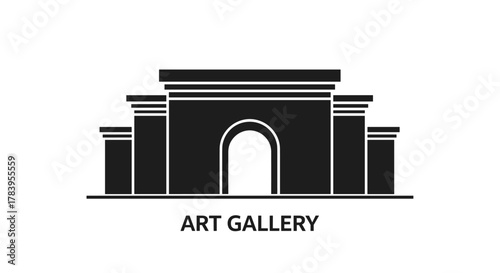 Minimalist architectural landmark design with art gallery theme
