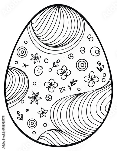 Decorative Easter Egg design with floral and line art elements