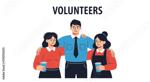 Group of happy volunteers smiling together in casual clothes