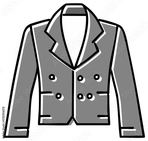 Stylized Double Breasted Blazer Illustration Featuring Sharp Lapels and Detailed Buttons, Suited for a Formal or Fashion Forward Look