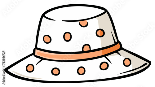 Cartoon Polka Dot Sun Hat with Orange Band