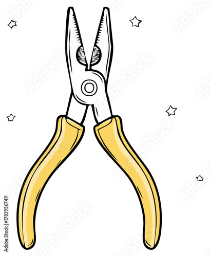 Needle Nose Pliers Cartoon Illustration Tool for Crafts and Jewelry Making