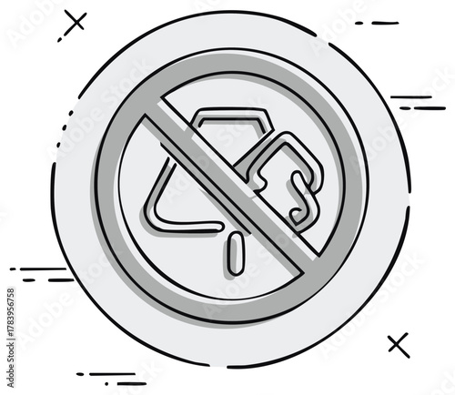Prohibited Plastic Bags Vector Signage Icon Indicating Restriction and Ban on Single Use Plastics