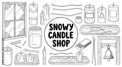 Cozy winter candle collection with rustic elements and vintage charm