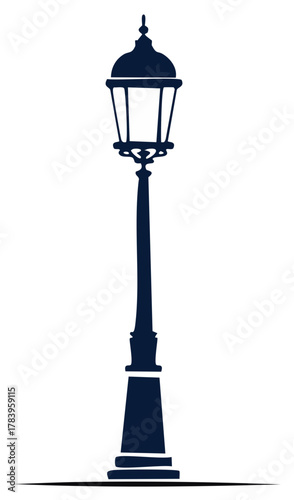 Ornate Classic Urban Street Lamp Silhouette Vector Illustration Isolated Element
