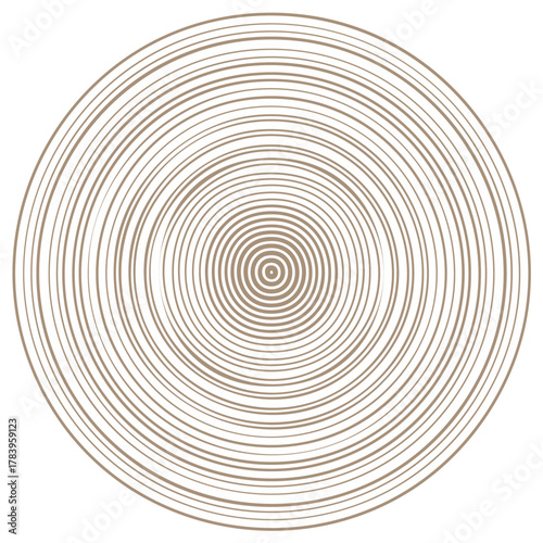 Abstract concentric circles design with thin brown lines forming a radial pattern illustration