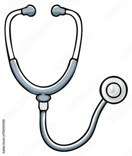 Illustration of a medical stethoscope with a simple drawing style
