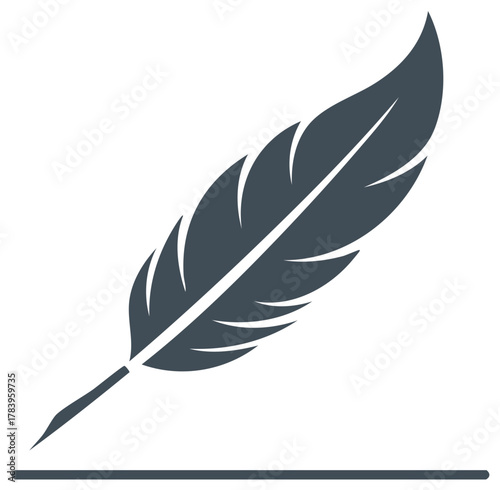 Feather Quill Pen Writing Simple Concept Vector Illustration