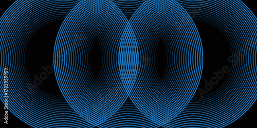 Abstract blue glowing geometric lines on dark blue background. vektor illustration