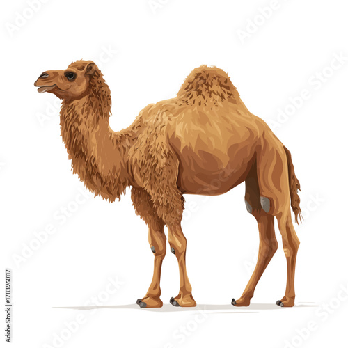 Flat 2D Camel vector illustration, icon graphic on white background