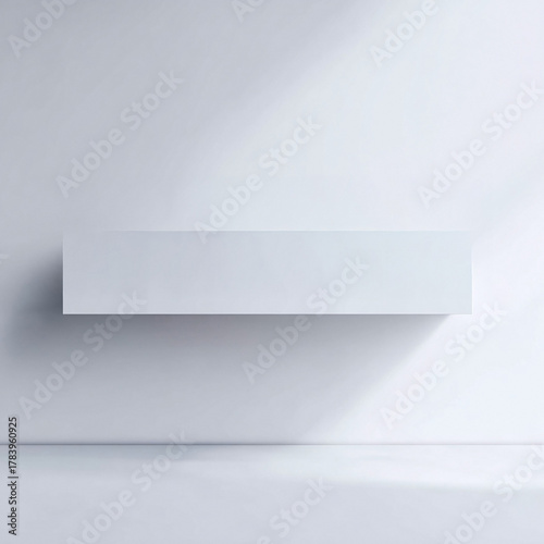 Wallpaper Mural Minimalist white shelf on a bright wall with soft shadow. Ideal for product mockups, architectural visualizations, or representing clean design and simplicity. Torontodigital.ca