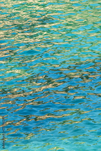 Texture on water in the ocean with blue green tones 