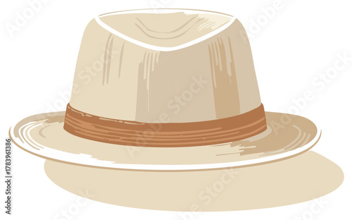 Illustration of a Classic Fedora Hat with Ribbon Detail