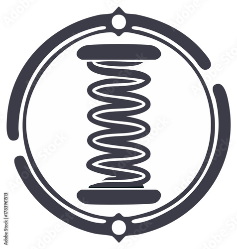 Coil Spring Icon, Mechanical Part Vector Illustration, Automotive Suspension